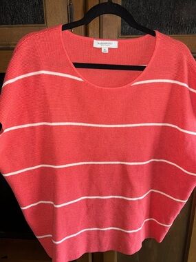 Madison Coral and White Striped Scoop Neck Sweater